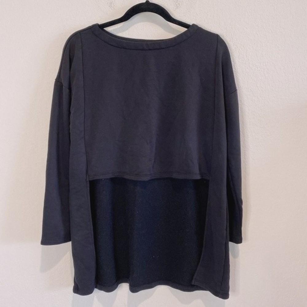 Off Duty Ultra Soft High Low Sweatshirt Oversized Loungewear Black Size XS